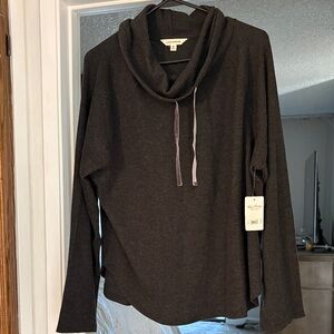 Lucky Brand NWT Cozy Charcoal Gray Cowl Neck Sweater XL